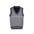 Boy's Knitted Pure Cotton Contrast Colour School Vest